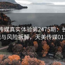 天美传媒真实体验第2475期：长期表现与风险拆解，天美传媒0119