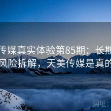 天美传媒真实体验第85期：长期表现与风险拆解，天美传媒是真的吗