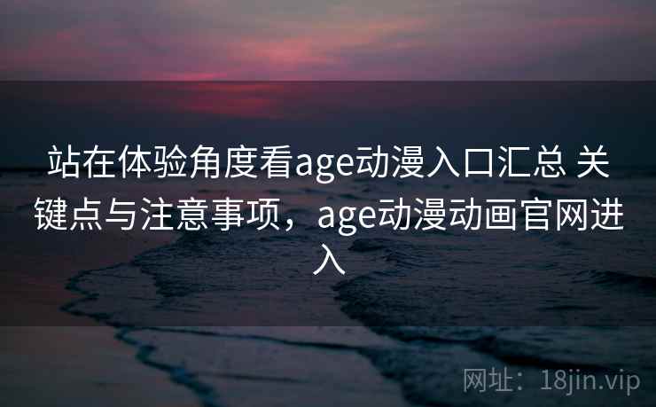 站在体验角度看age动漫入口汇总 关键点与注意事项，age动漫动画官网进入  第1张