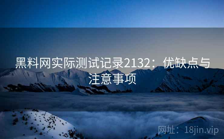 黑料网实际测试记录2132：优缺点与注意事项  第2张