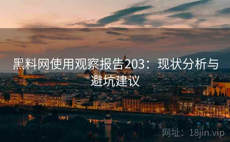 黑料网使用观察报告203：现状分析与避坑建议  第2张